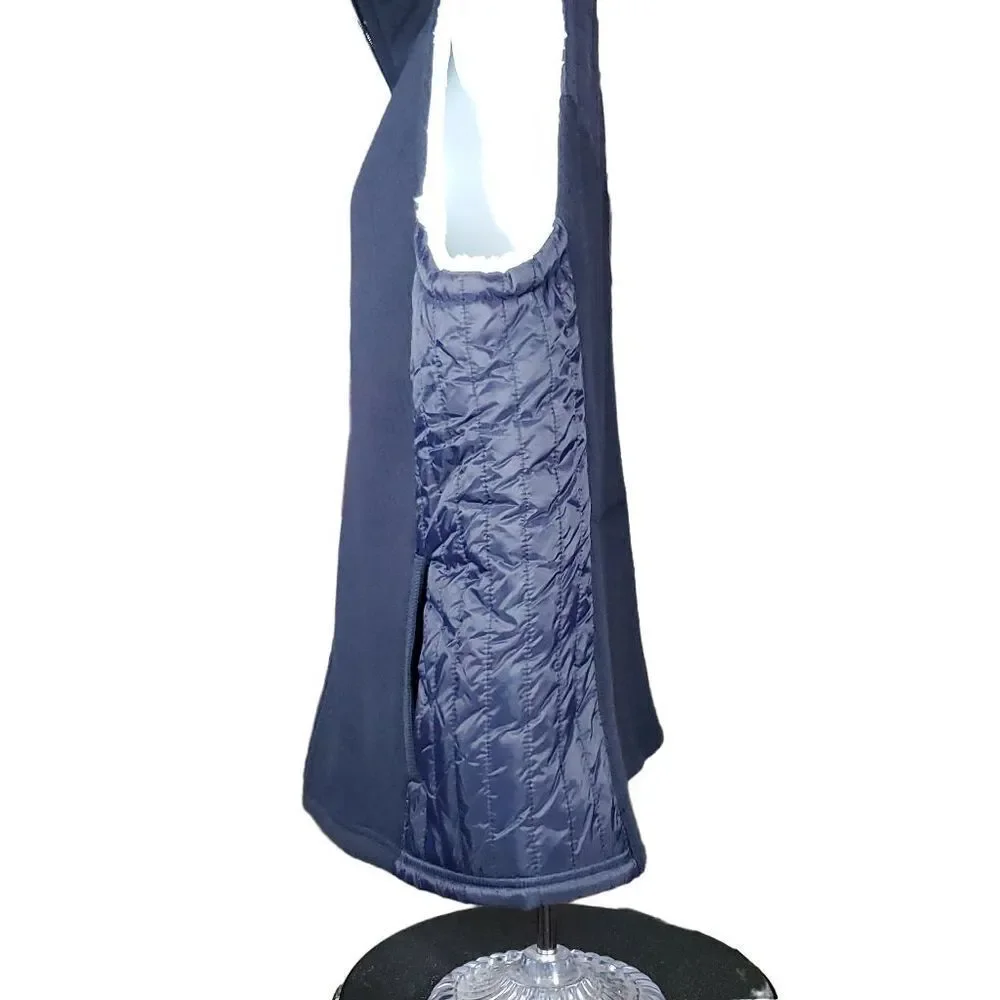 NWT Talbots Navy Blue Zip Vest. Sherpa Lines, Quilted side panes and back yolk. - Picture 5 of 12